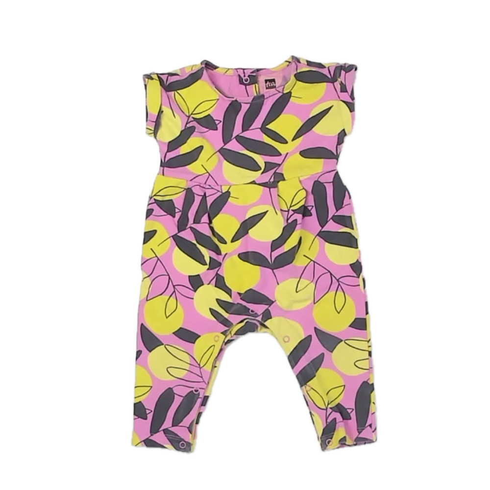 Tea Collection Girls Pink Lemons Romper size: 3-6 Months